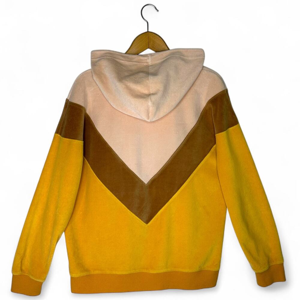 Roxy Women's Chasing Waves Velour Hoodie Size M Golden Glow Yellow Pink Tan V - Picture 6 of 15